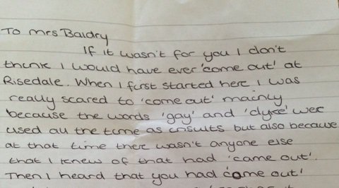 Teacher shares letter from student she inspired to come out - Attitude