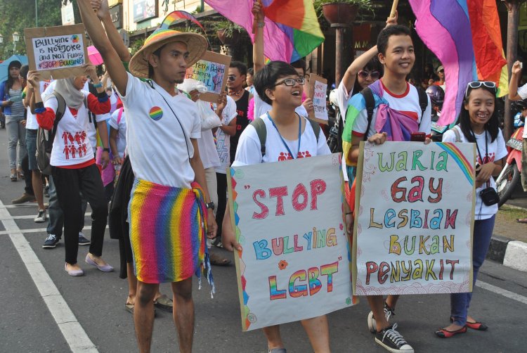 A pro-LGBT march in Indonesia
