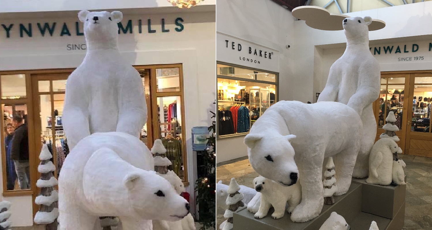 Shopping Centre Apologises For Suggestive Polar Bear Christmas Display Attitude