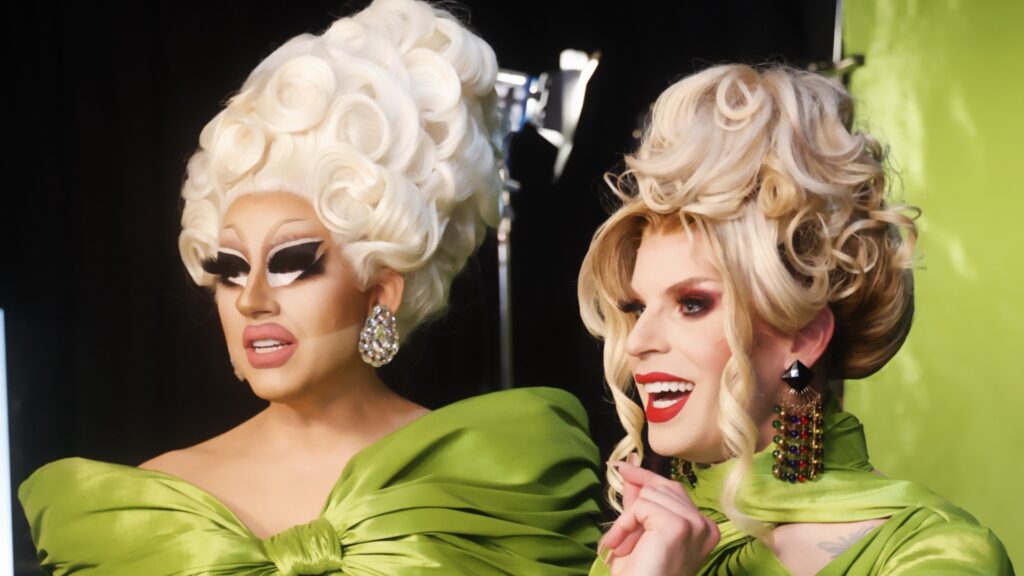 Trixie and Katya wearing green against a green screen - our minds are blown (Images: Provided)