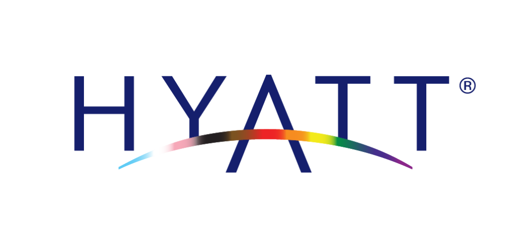 Hyatt logo in Pride colours