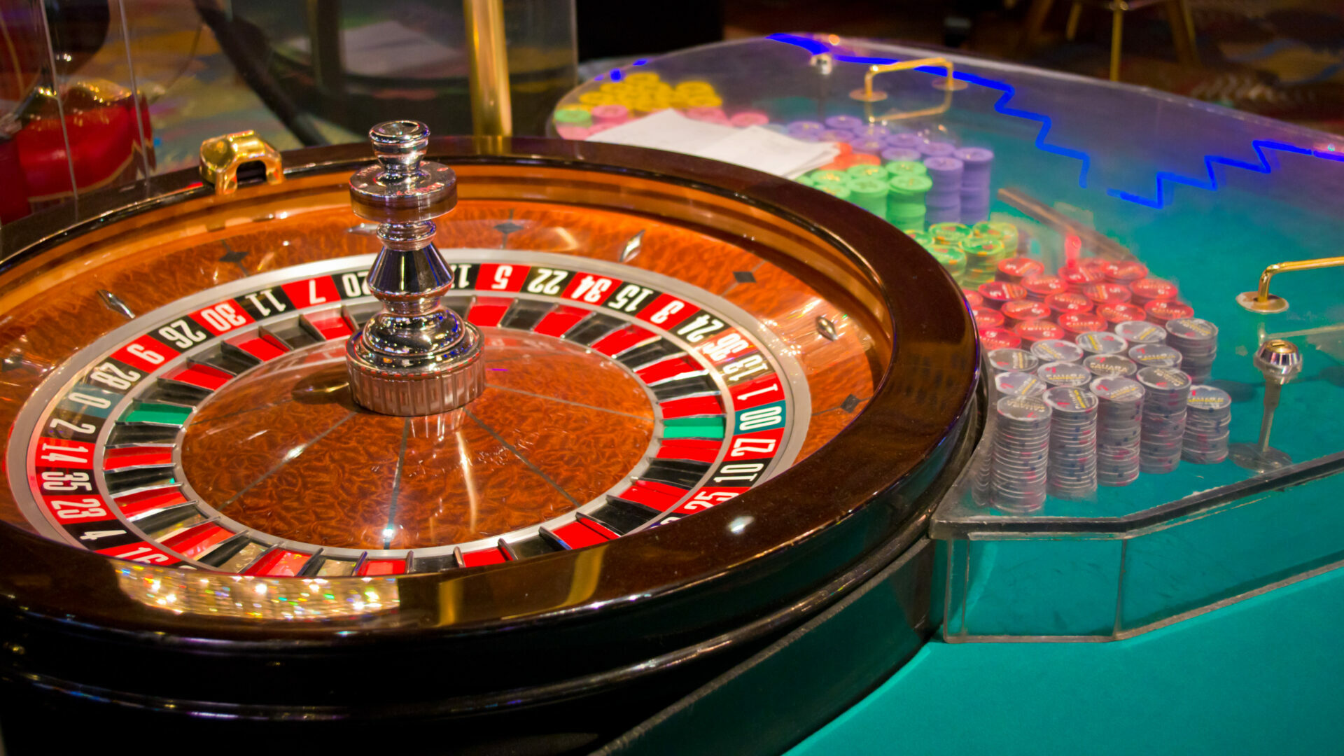 A casino roulette table