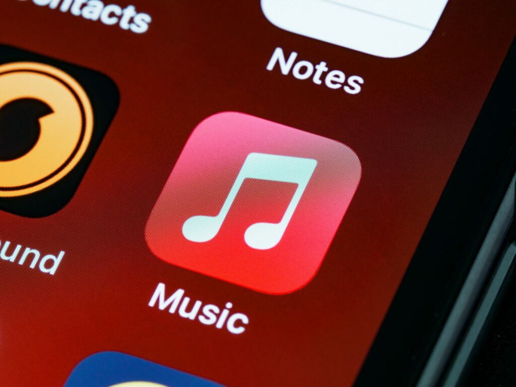 Close up of Apple Music icon on an iPhone screen