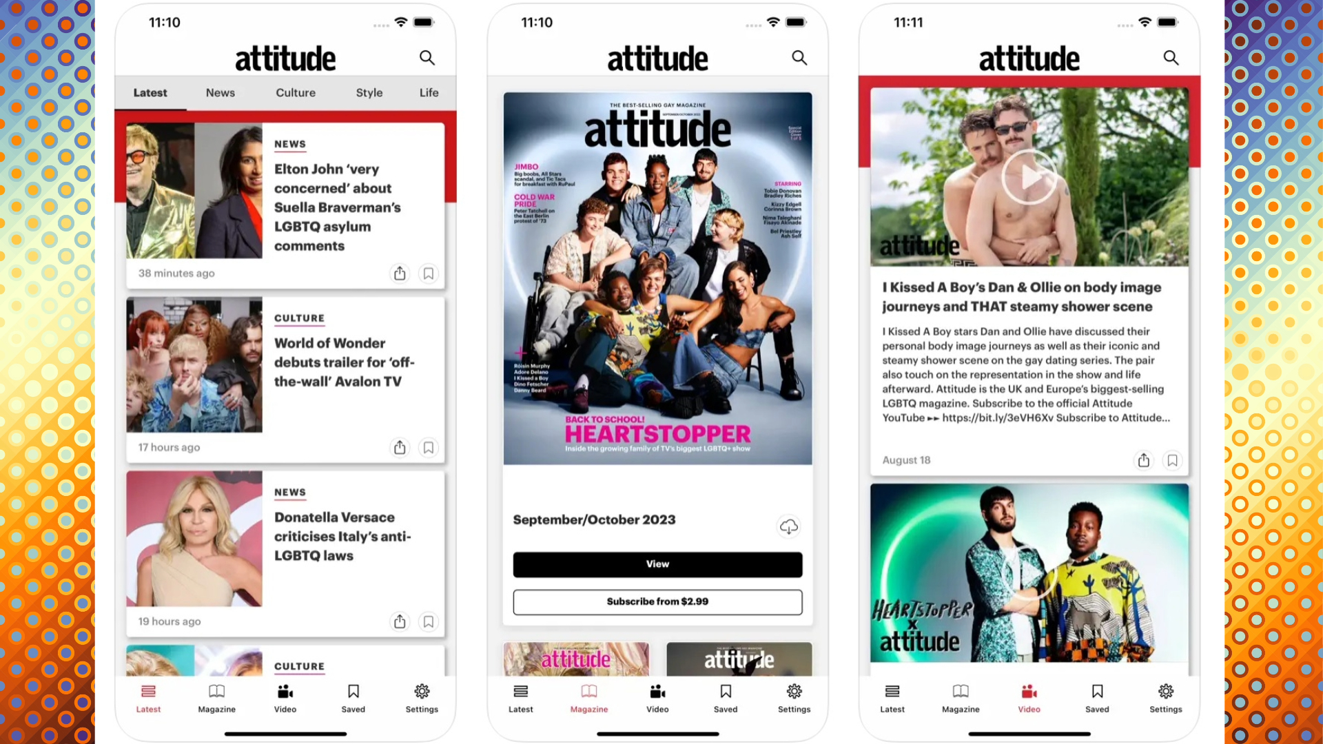 Composite of screenshots of the Attitude app