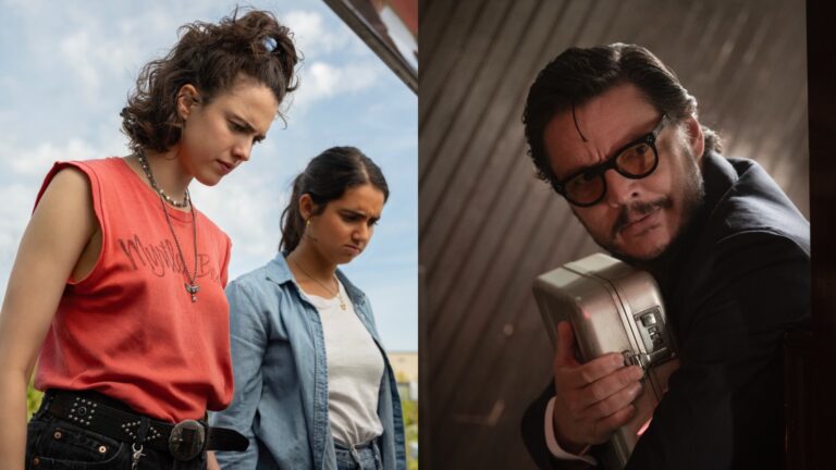 Margaret Qualley, Geraldine Viswanathan and Pedro Pascal in Drive-Away Dolls (Images: © 2024 Focus Features, LLC.)