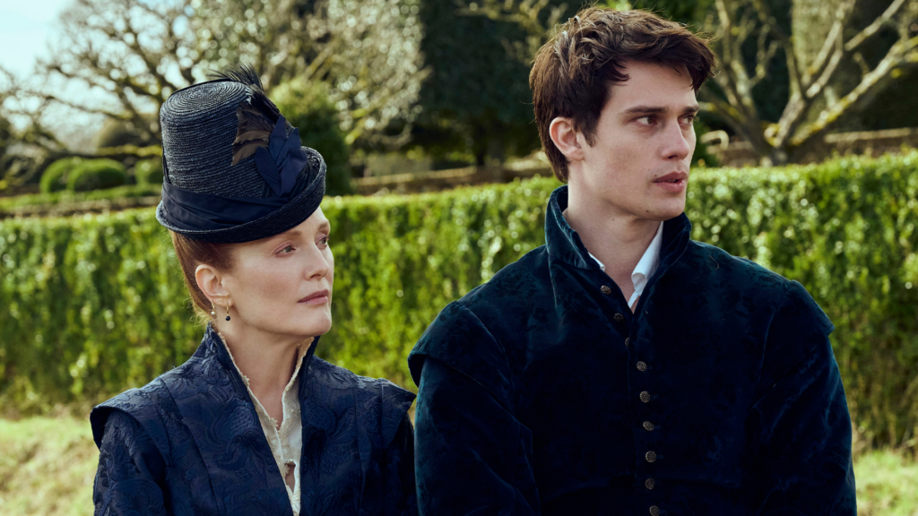 Julianne Moore and Nicholas Galitzine in Mary & George