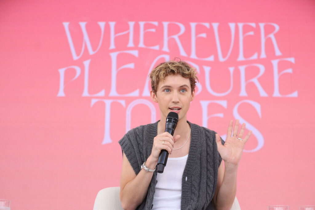 Troye Sivan participates in a live listening party at the Magnum Beach in Cannes