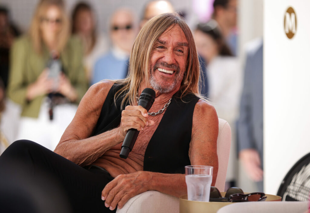 Iggy Pop participates in a live listening party at the Magnum Beach in Cannes