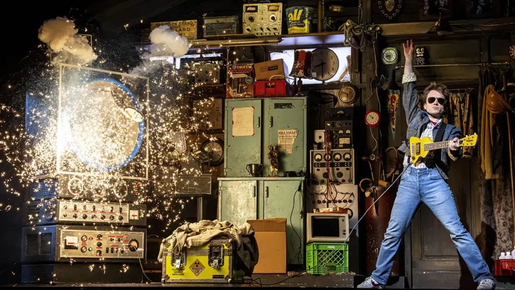 Back to the Future production shot of Marty McFly on stage