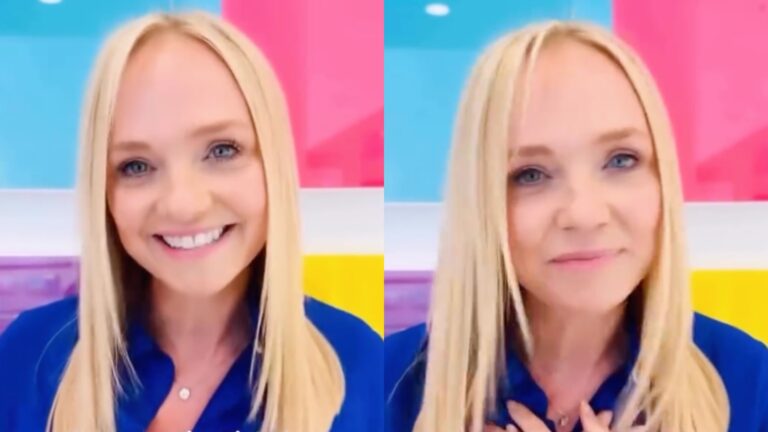 A composite of two screen grabs from Emma's new Instagram video