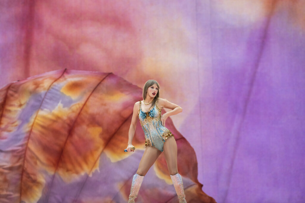 Taylor Swift performing at London’s Wembley Stadium on 21 June 2024 