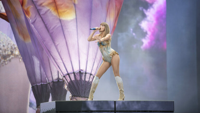 Taylor Swift performing at London’s Wembley Stadium