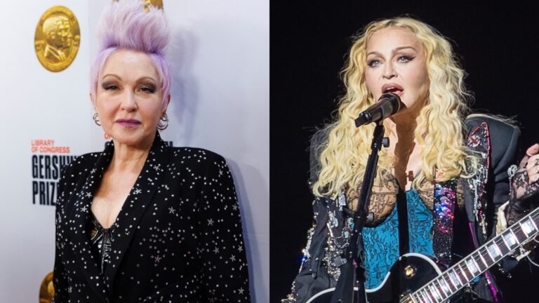 Cyndi Lauper and Madonna head and shoulder shots (Images: Wikimedia Commons)