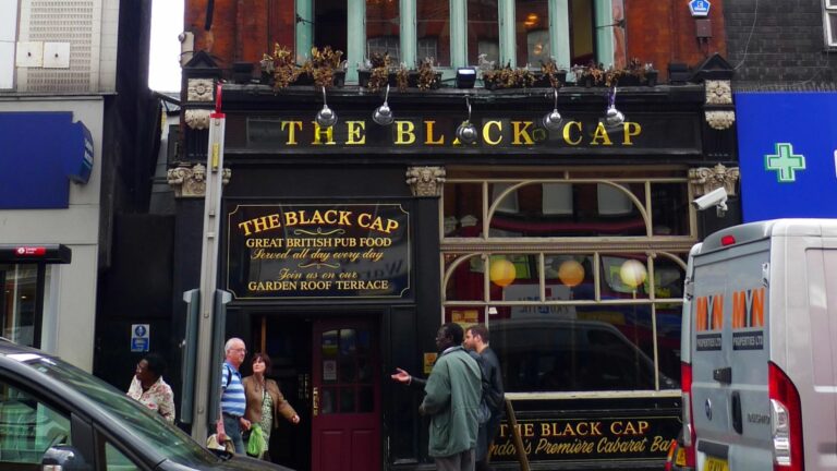 Exterior of the Black Cap pub in Camden