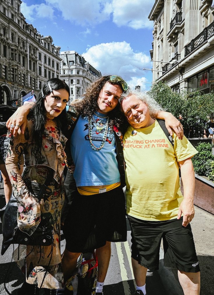 Three Pride marchers, including Princess Julia on the left