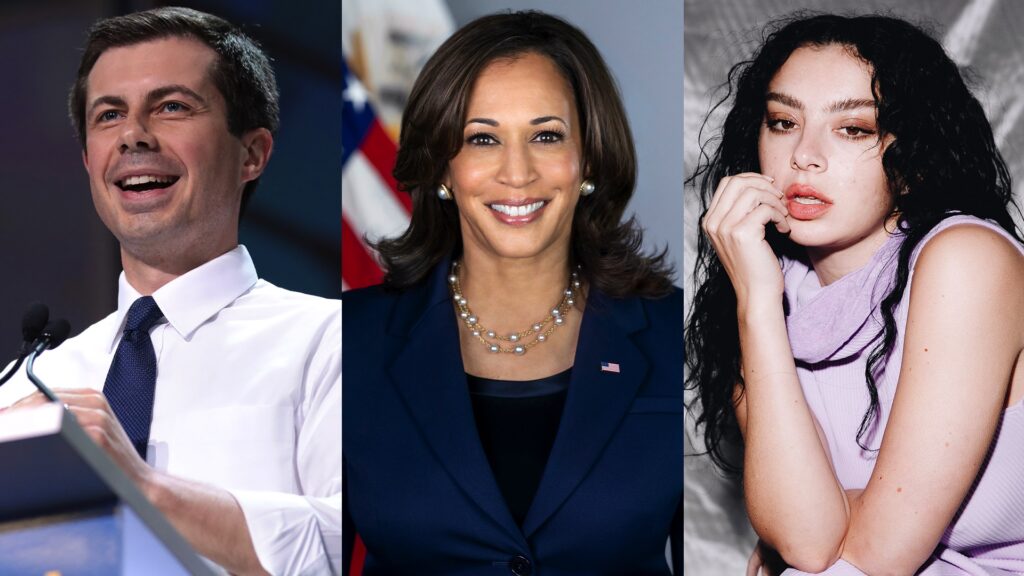 Pete Buttigieg, Kamala Harris, and Charli XCX