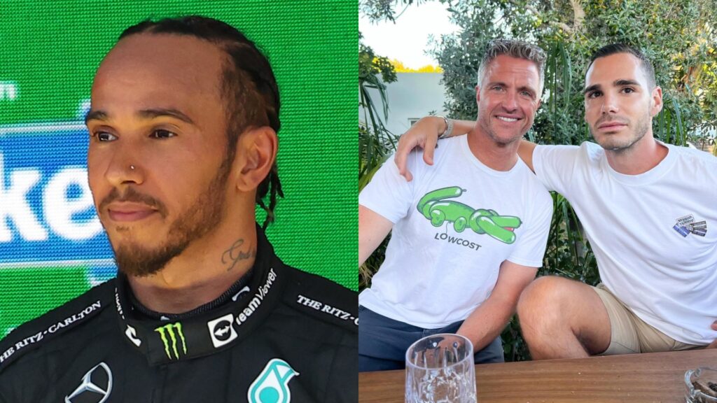 Lewis Hamilton, plus Ralf Schumacher and his boyfriend