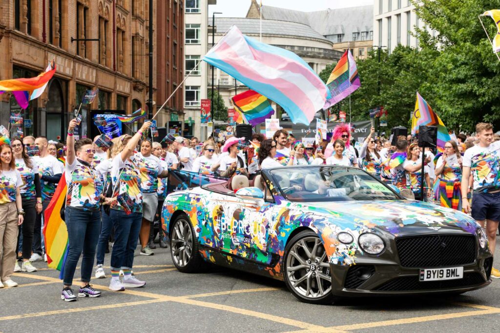 A Bentley car in the Manchester Pride Parade