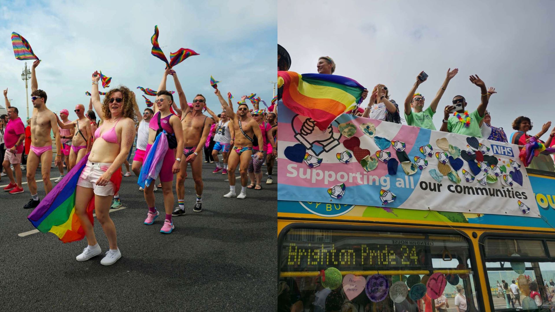 Composite of people in the Brighton Pride Parade