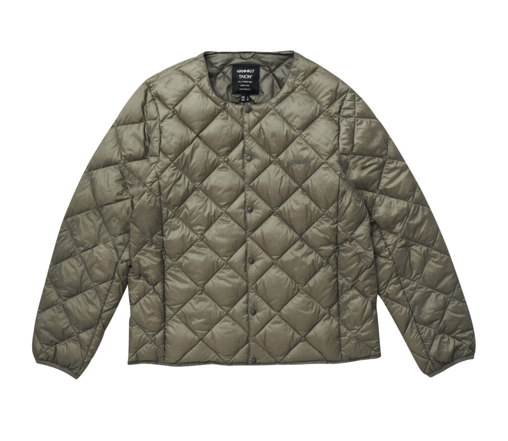 Khaki quilted inner down jacket