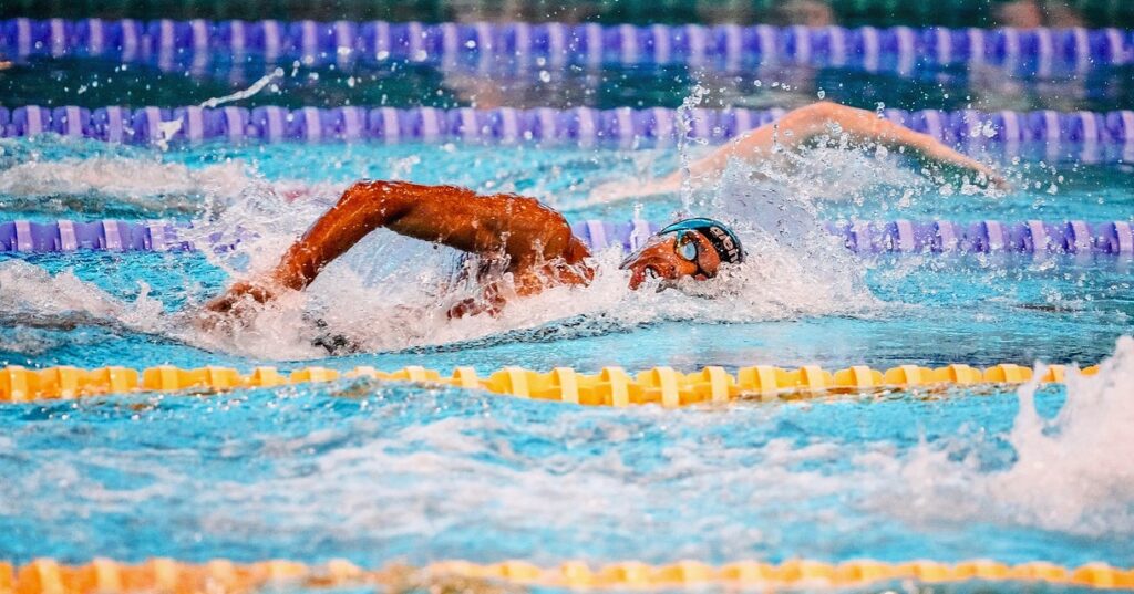 Michael swimming at the London Aquatics Centre 