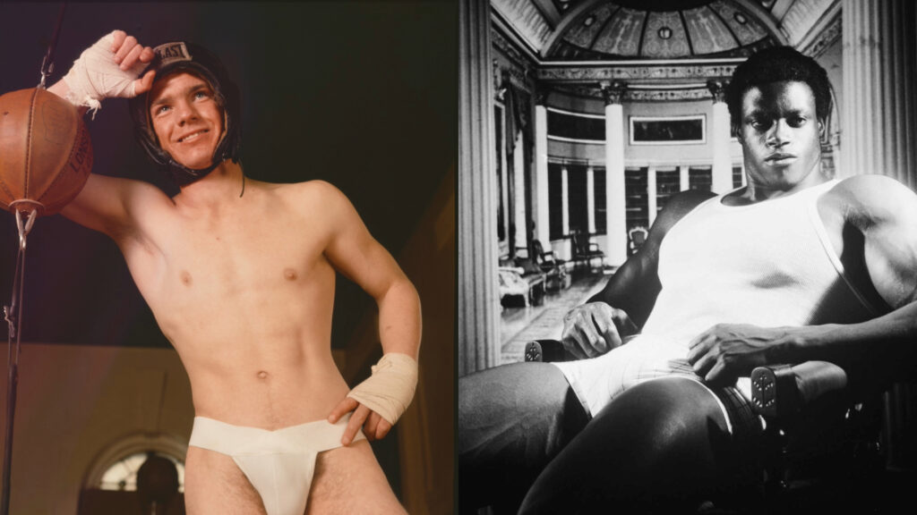 Composite of two men in underwear