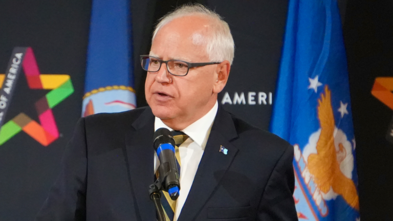 Governor Tim Walz of Minnesota giving a speech for the Vietnam War 50th commemoration.