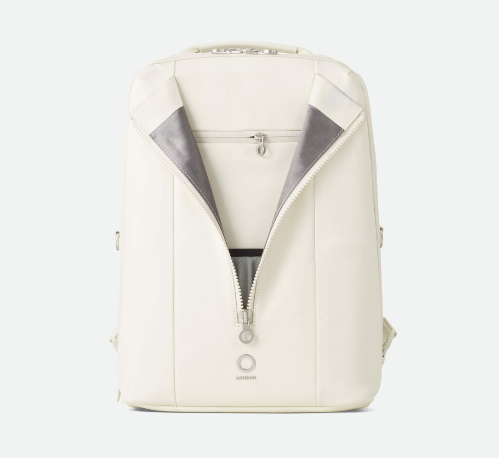 Timothy London white leather backpack