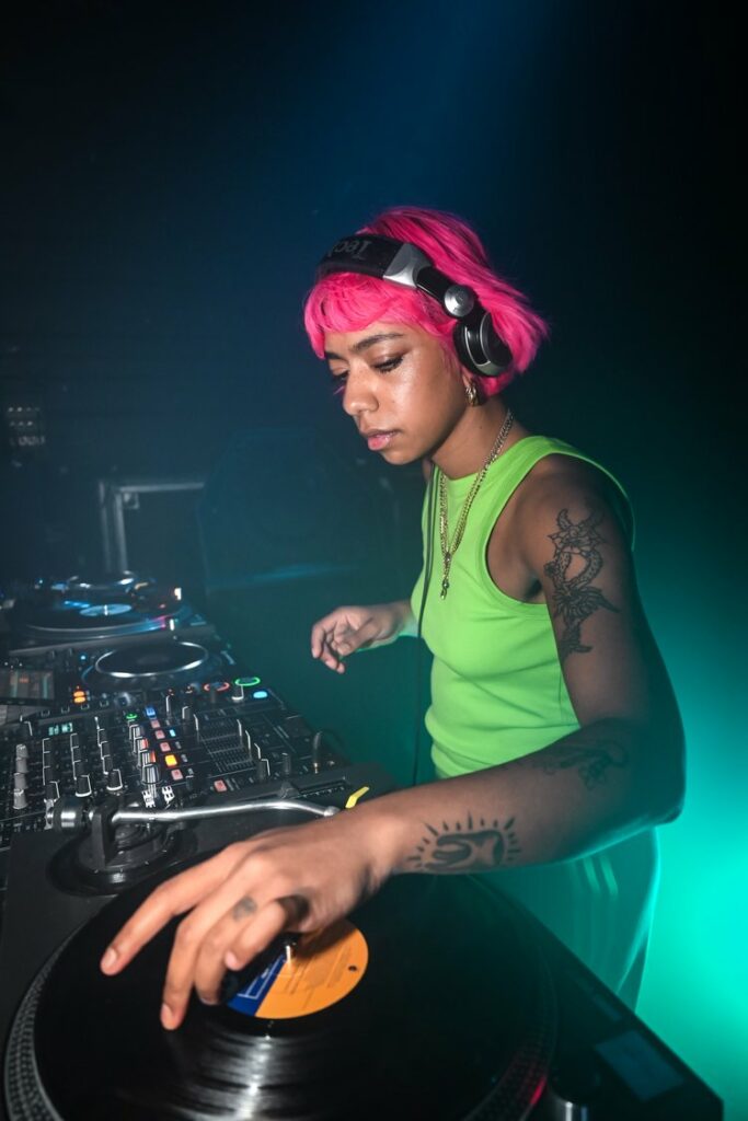 A person DJing in a club