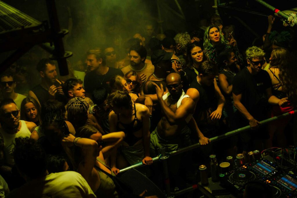 A crowd of people in a nightclub