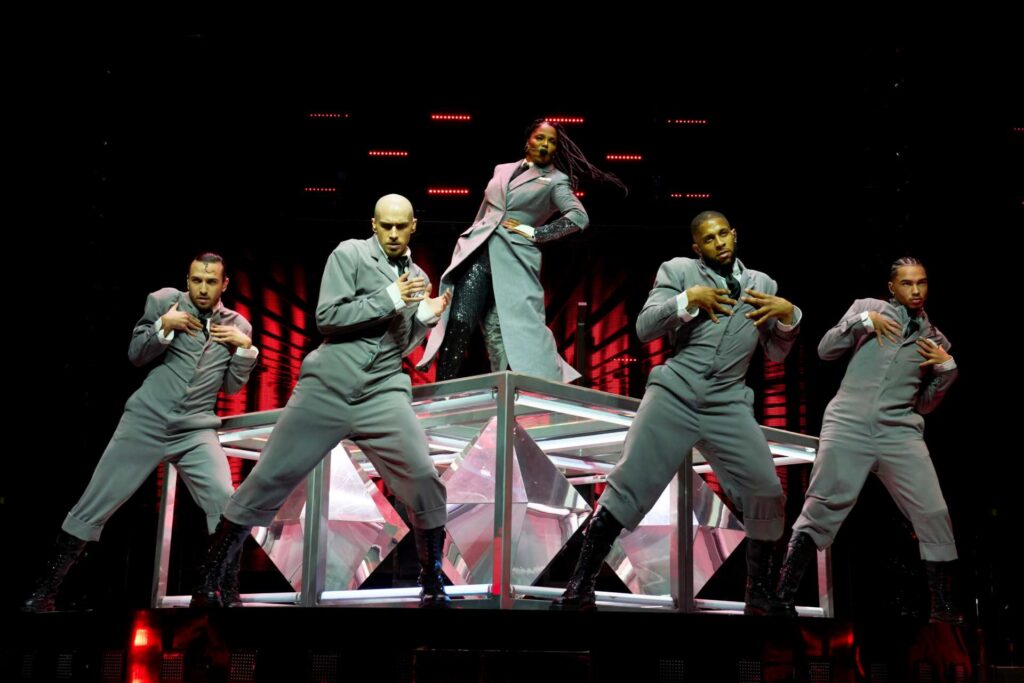 Janet Jackson on stage during the Together Again tour