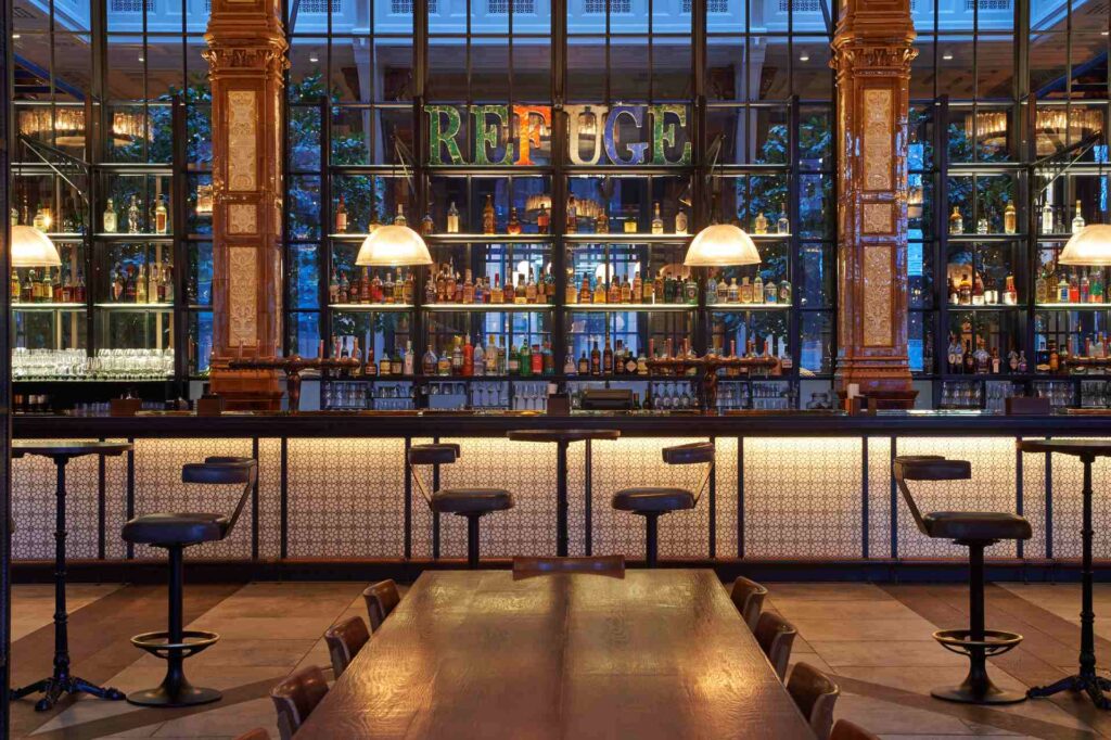 A granite bar inside a restaurant