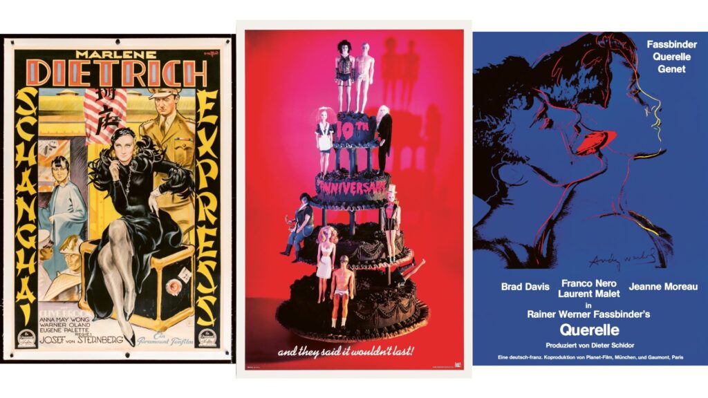 Posters for Shanghai Express (1932), The Rocky Horror Picture Show (1975) and Querelle (1982) (Images: Courtesy of 1001 Movie Posters: Designs of the Times)