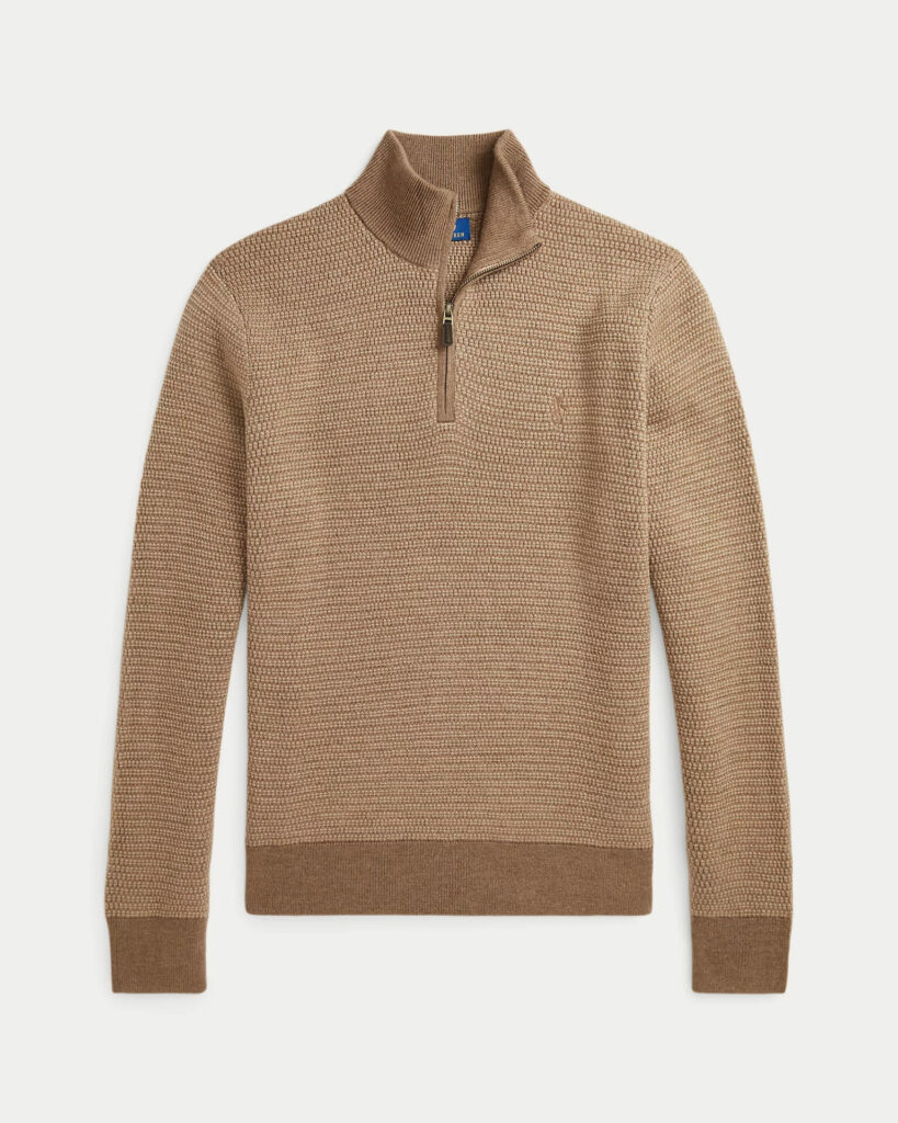 Ralph Lauren brown wool quarter zip jumper