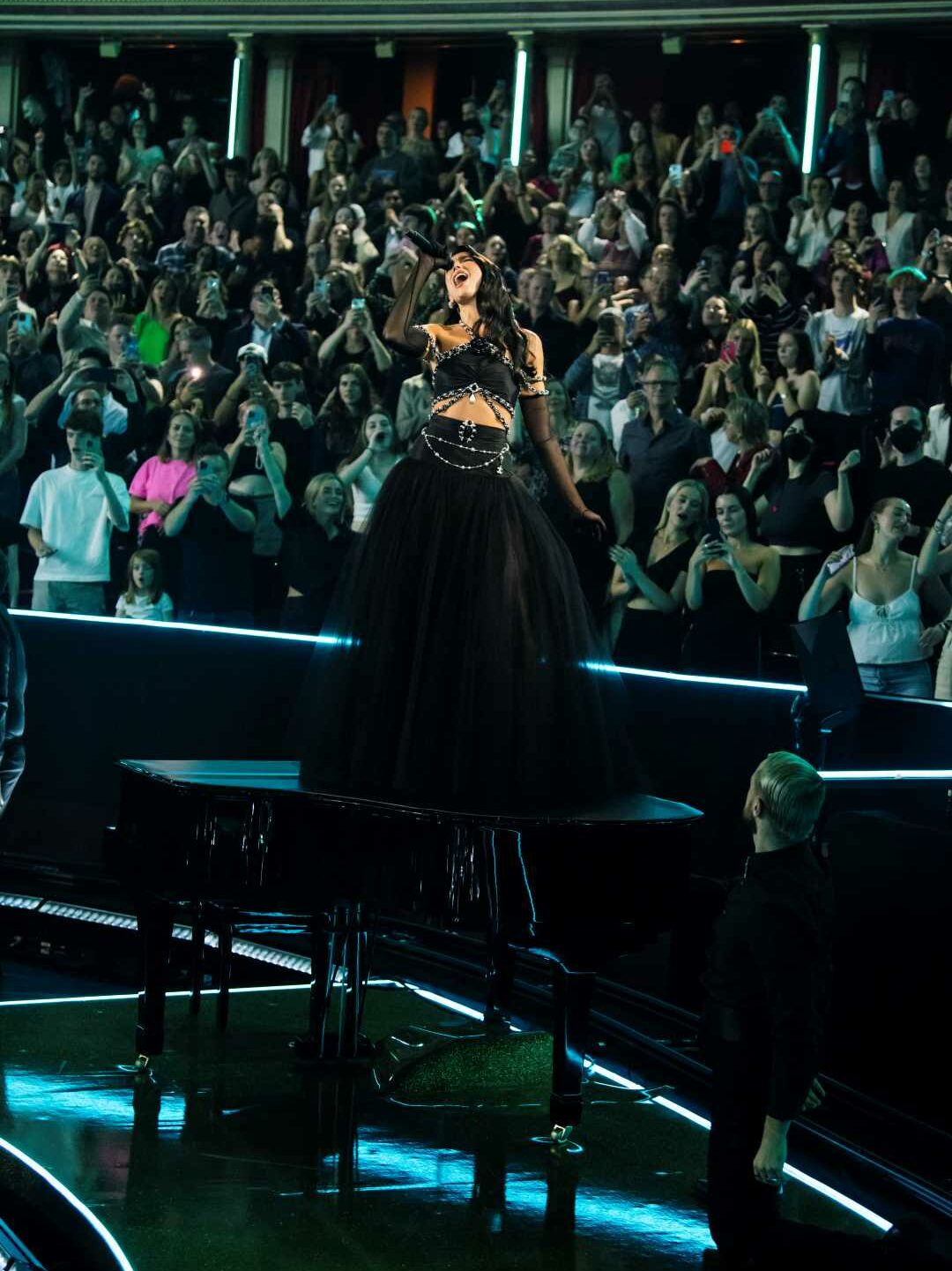 Dua Lipa on stage at the Royal Albert Hall