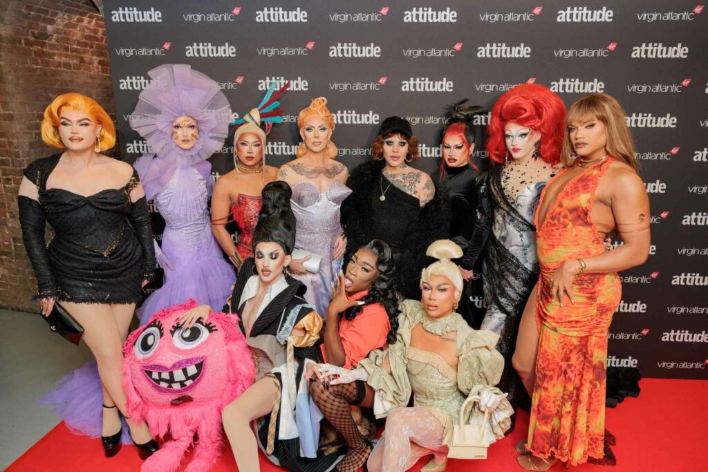 The cast of RuPaul's Drag Race UK at the 2024 Virgin Atlantic Attitude Awards, powered by Jaguar