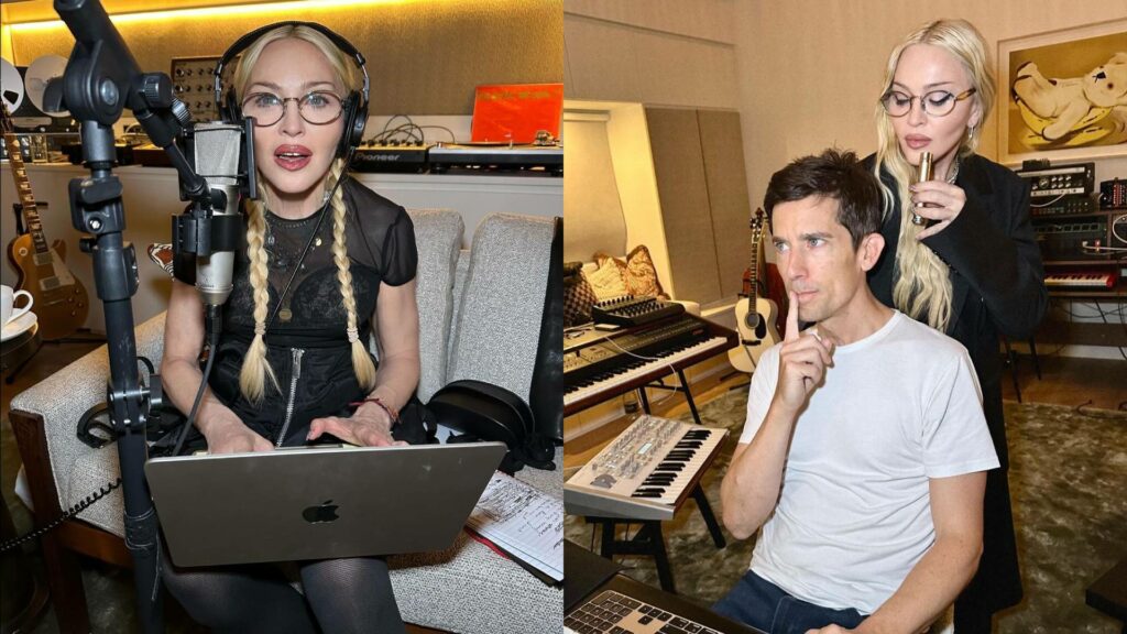 Madonna and Stuart Price in the recording studio