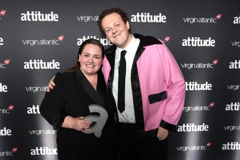 Jessica Gunning, who was presented her award by Big Boys' Jack Rooke (Image: Attitude/Kit Oates)