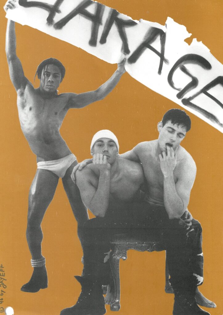 Rodger Dunkly Club Flyers from 'Garage' at Heaven, depicting model Rodger Dunkly and 'Boyz People' (June 1996) 