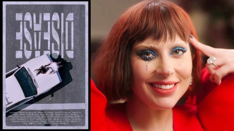 The artwork for 'Disease', and right, Lady Gaga (Images: Supplied/Wikimedia Commons)