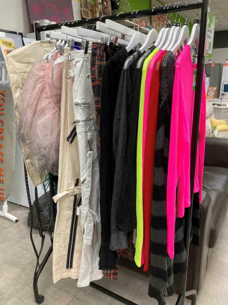 Selection of clothes on a rack