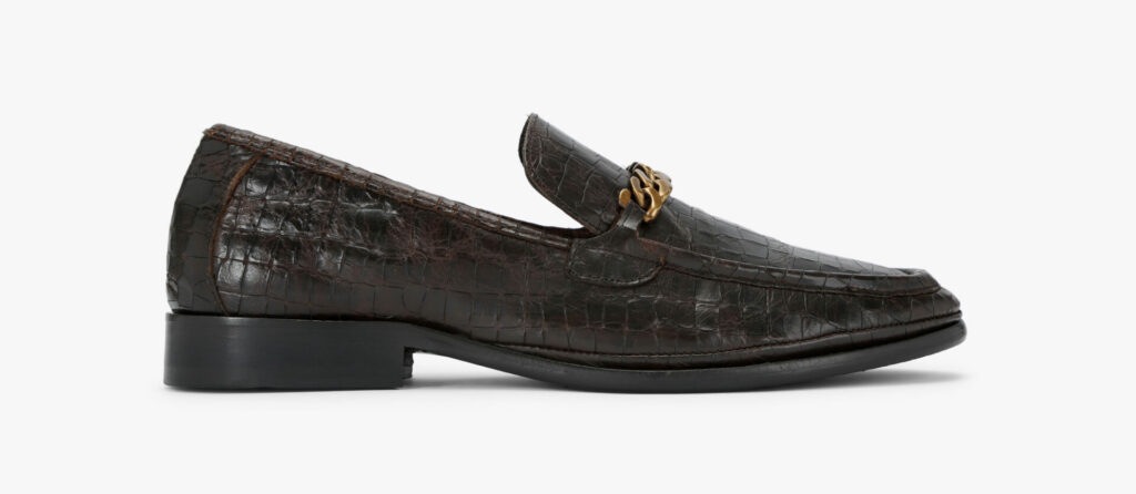 Brown croc embossed loafer