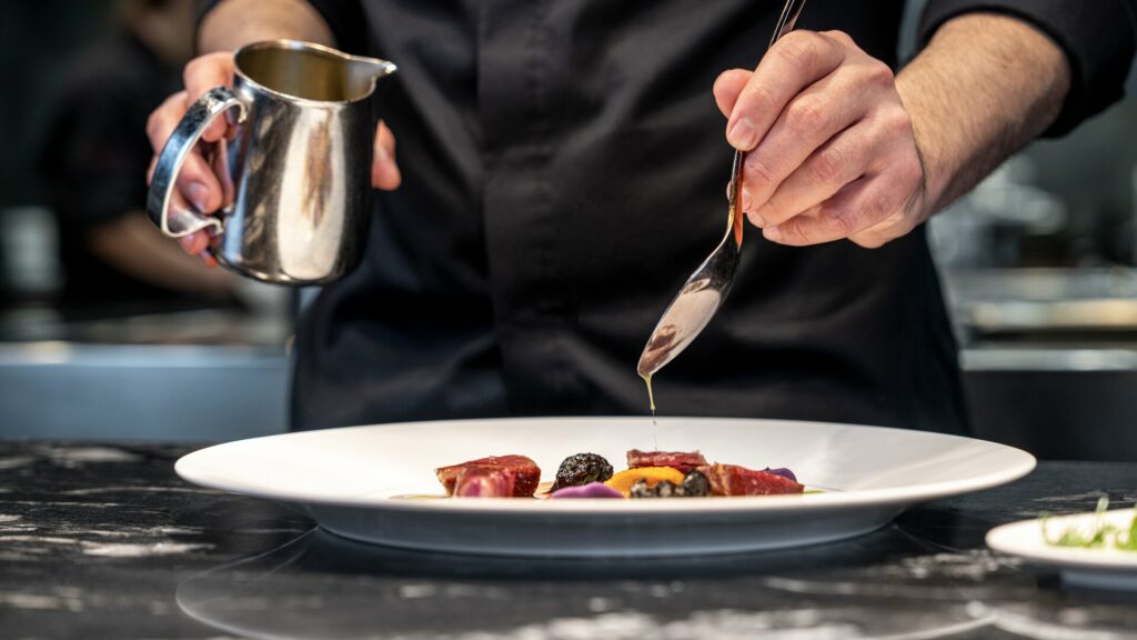 Chef preparing fine dining meal