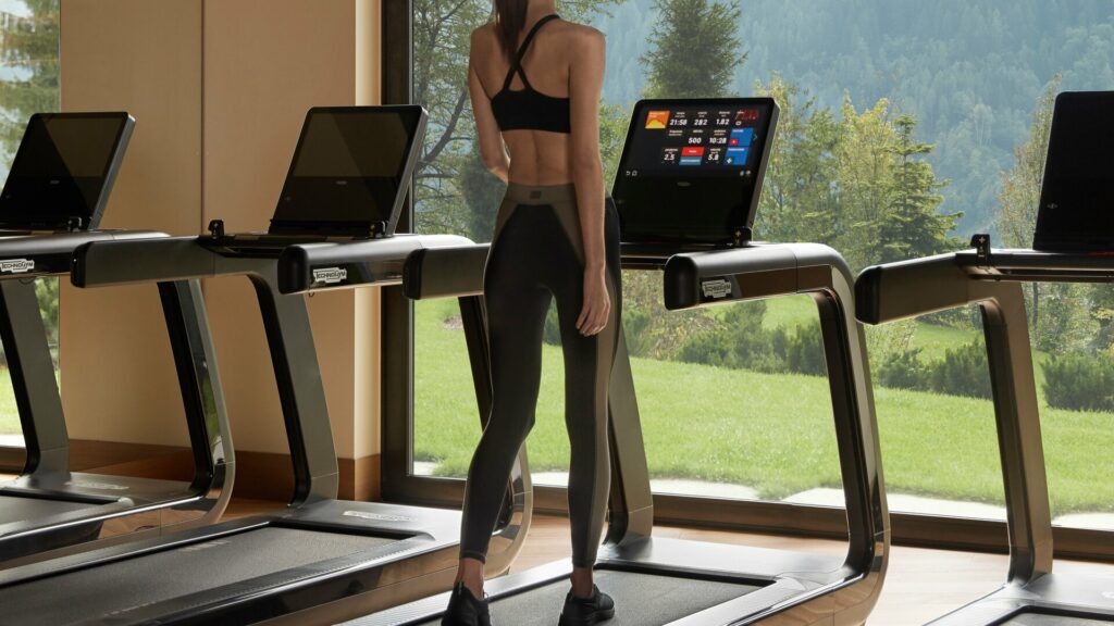 Treadmills in gym with Mountain View