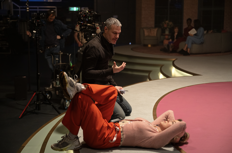 Renée Zellweger on the set of Bridget Jones: Mad About the Boy