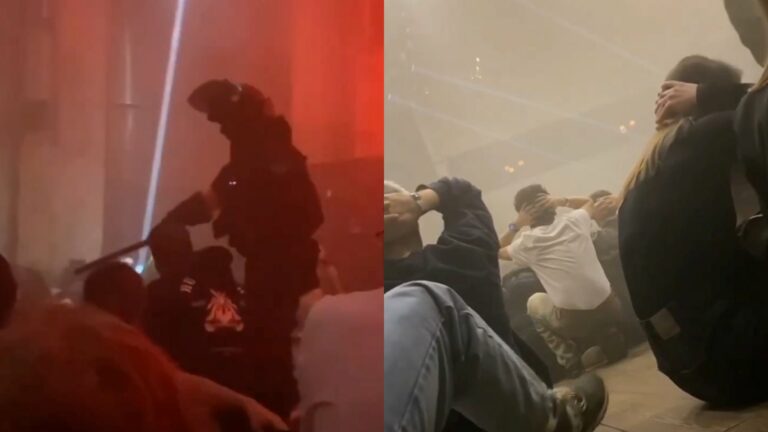 Images of a nightclub raid appearing to take place in Moscow