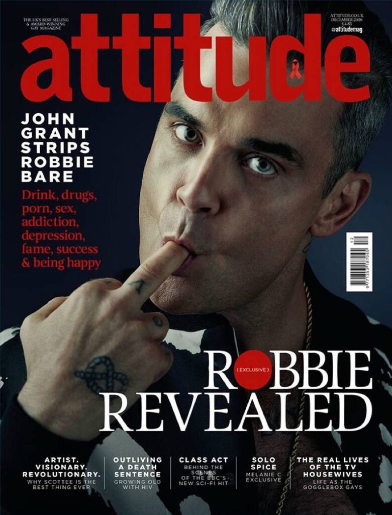 Robbie Williams on the cover of Attitude magazine 