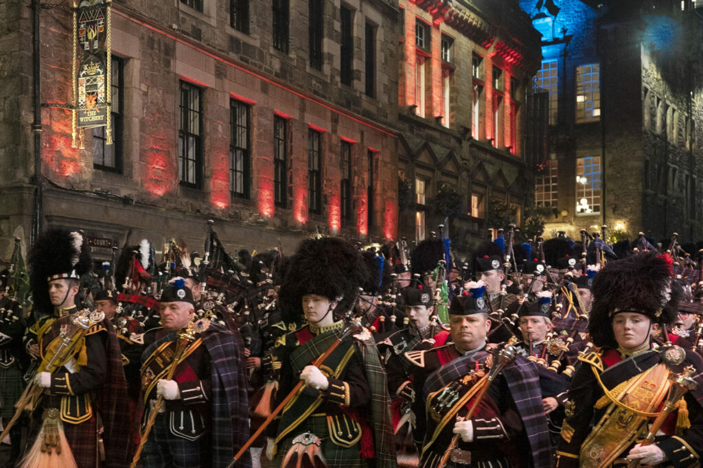 The Royal Edinburgh Military Tattoo outside The Witchery 