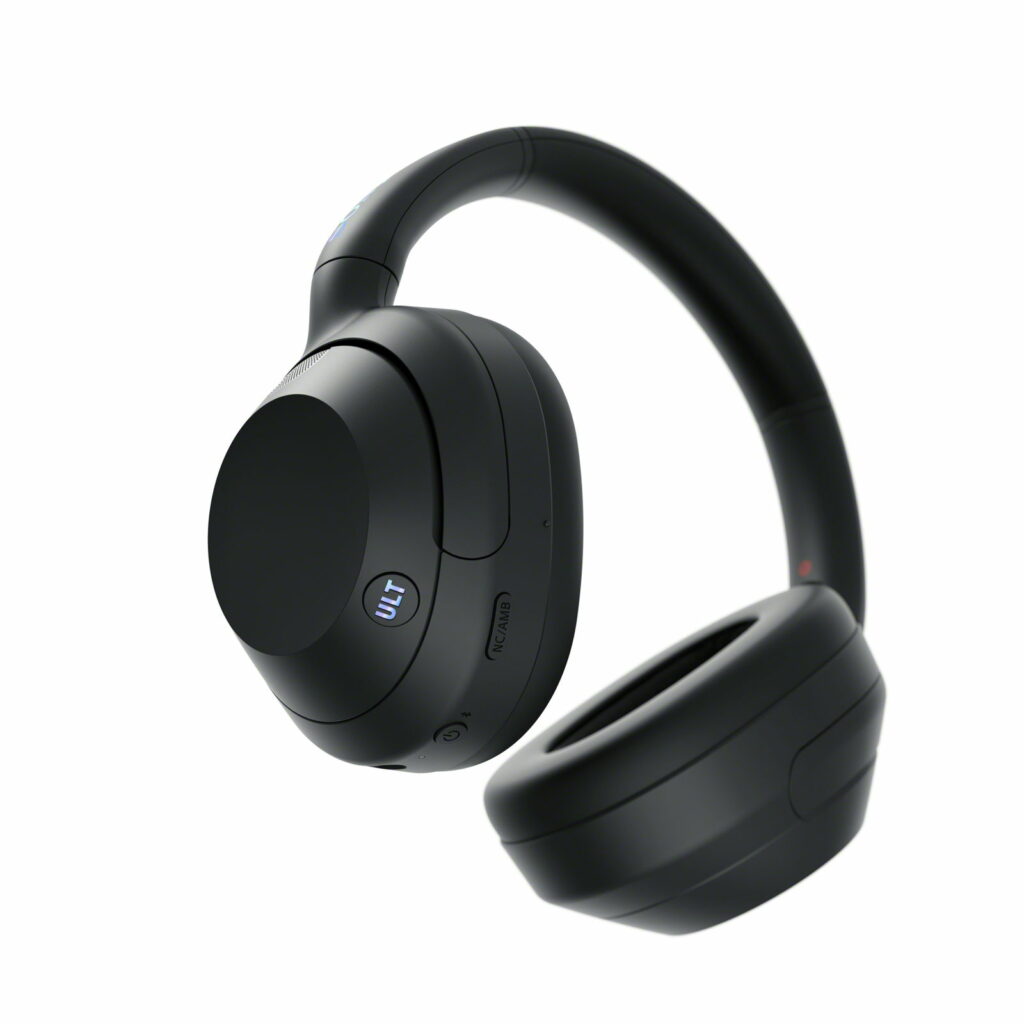 A pair of black Sony headphones