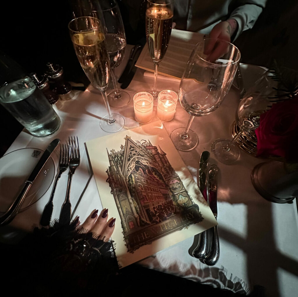 The menu at the Witchery